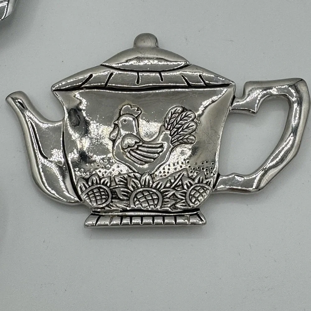 Lot of 3 Vintage Tea Bag Holders Tidy Rooster Farmhouse Cottagecore